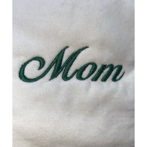 Pottery Barn Mom Velvet Christmas Stocking Holiday Monogrammed Red Cream 19 inch - Picture 2 of 10